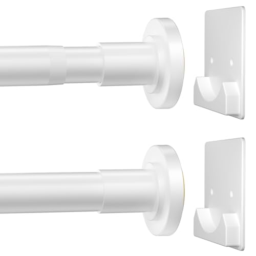 CorkLatta White Shower Curtain Rod 1 Inch Diameter Stainless Steel Adjustable Spring Tension Rods 32 to 80 with Holders Anti-Slip Curtain Rods No Drilling(1 Pack)