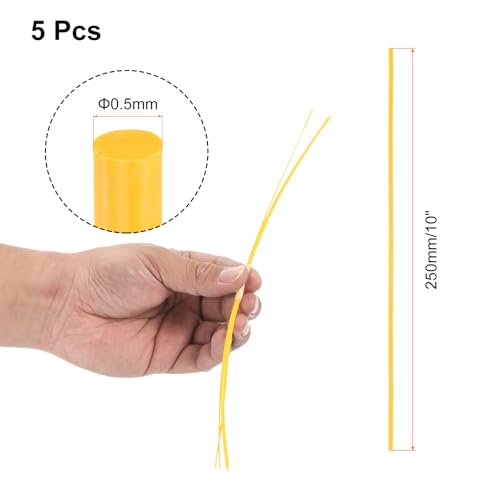 Image of uxcell 5 Pcs Yellow Plastic Rods 0.5 x 250mm ABS Styrene Round Stick Round Solid Bar DIY Model for DIY Toys Building Making Architectural Model Making