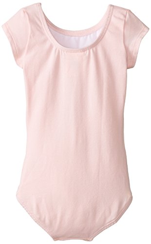 Clementine Girls\' Little (2-7) Short Sleeve Scoop Neck Ballerina One Piece Leotard Dancewear Costume, Light Pink, 3/4
