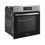 Candy Idea FCID X676, Horno Multifunción Pirolítico, 65L, 1 Bandeja y 1 Rejilla, Ventilador Radial, Aquálisis, Convección + Ventilador, 9 Funciones, Display táctil, Puerta 3 Cristales, Inox y Negro