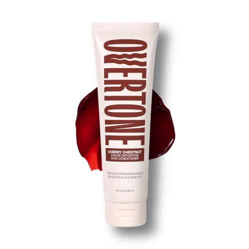 Overtone Daily Color Depositing Conditioner for Hair, Cherry Chestnut:Temporary Pigment with Shea, Coconut & Avocado Oils, Hydrating, Vegan & Cruelty-Free, All Hair Types, 4.5oz.