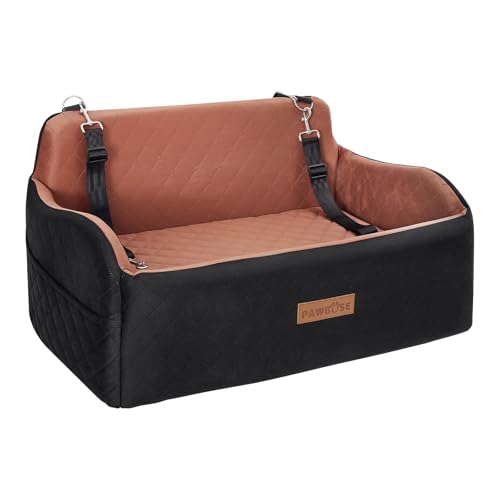 PAWBOSE Seggiolino auto per cani di taglia media/grande sotto i 25 kg o 2 cani di piccola taglia, imbottitura in tessuto morbido, imbottitura in memory foam, comodo seggiolino auto rimovibile e