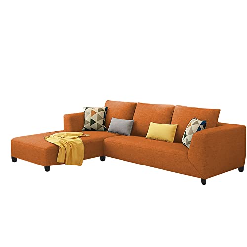 Image of Galib LHS 4 Seater L Shape Sofa Set for Living Room (Orange Fabric)