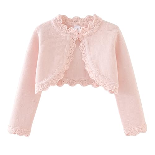 Kids Girls Cable Knitted Cardigan Sweater Toddler Shrug Button Closure Lace Cropped Long Sleeve Clothes Tops