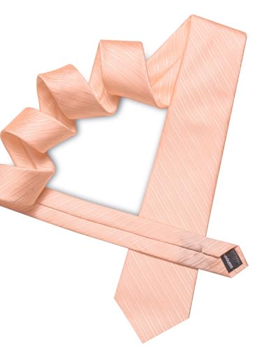 Image of Barry.Wang Solid Striped Tie for Men Silk Necktie Pocket Square Cufflinks Formal Wedding Party Business