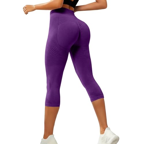 YHHRJAI Leggings Mujer 3/4 Leggins Anticeluliticos Push Up Cintura Alta sin Costuras Mallas Deporte Leggings Antirozaduras Compresión Circulacion Lipedema Pantalones Yoga Fitness Running
