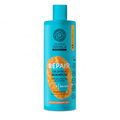 Natura Siberica Champú Reparador de Queratina 400 ml | Champú con Queratina Vegetal para Cabello Dañado y Cabello Seco | Hidratación Capilar, Reparación Capilar y Fortalecimiento