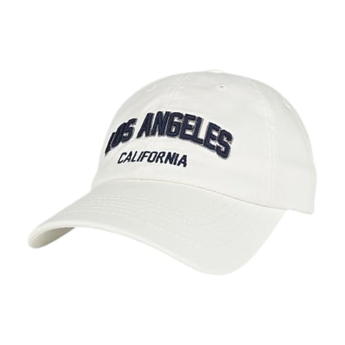 E BY ELIDAN LA California Embroidered Los Angeles 100% Cotton Baseball Cap Adjustable Metal Buckle Strap Unstructured Low-Profile Dad Hat for Men & Women White