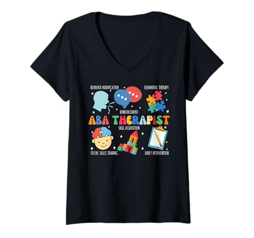 Donna Groovy Aba Therapist Art per uomini e donne Specialista comportamentale Maglietta con Collo a V