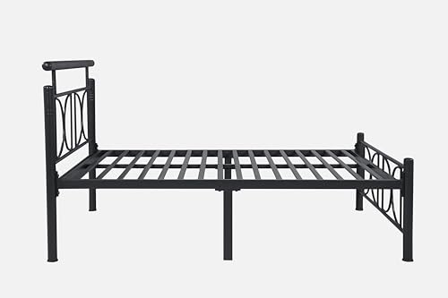 Image of Mexo Metal Extra Single Size Bed Without Storage | Wrought Iron Cot with Headboard & Footboard| Sturdy Powder Coated Platform Bed Extra Single Size Cot for Bedroom (Mexo Black)