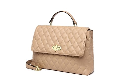 Image of ER.Roulour Quilted Crossbody Bags for Women, Trendy Roomy Shoulder Handbags with Flap Gold Hardware Chain Purses Shoulder Bag