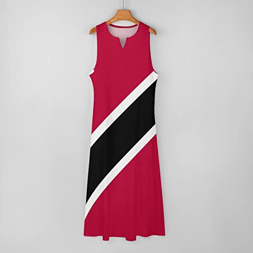 Image of Long Dress Trinidad and Tobago Flag Women's Summer Casual Loose Dress Long Dress Short Sleeve for Girls Fashion Skirts 4XL