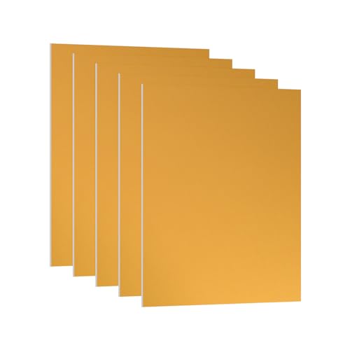 PATIKIL 3.3x2.1x1/32inch Anodized Aluminum Sheet, 5Pcs Metal Rectangle Aluminum Plate 0.8mm Thick Engraving Blanks for Laser Engraving DIY Decorative Crafting Home Decoration, Yellow