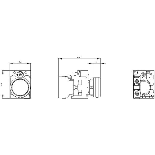 Siemens 3SU11500AB401BA0 Pushbutton Unit, 22 mm, Metal, Momentary, 1NO, Flush, Screw Terminal, Green