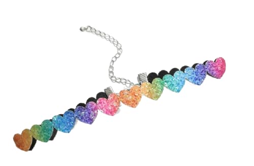 Rainbow Heart Stars Butterfly Choker Necklace Gothic Y2k Colorful Heart Necklace for Women Adjustable Classic Collar Necklaces Pride Month Jewelry