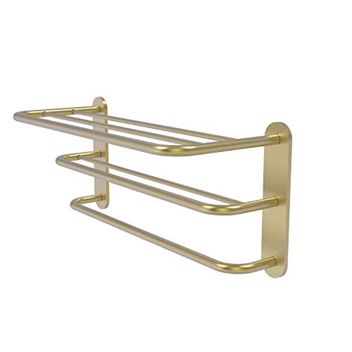 New Product Allied Brass HTL-3-SBR Three Tier Hotel Style Drying Rack Towel Shelf, Satin Brass