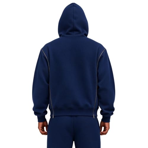 Waffle Zip Up Hoodie Men Interchangeable Zipups Oversized Y2k Sweatshirt - image 4