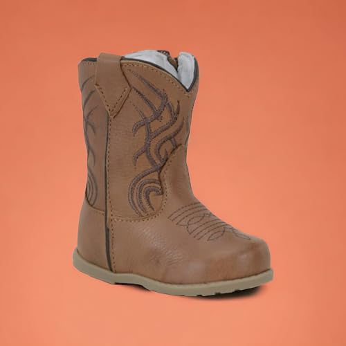 King USA Texas Real leather Western Boots - Infant Toddler Boys Girls Cowboy Cowgirl Zipper Boots with Rubber Soles4