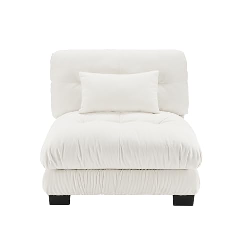 Image of SoarFlash Velvet Sectional Middle Position Sofa, White