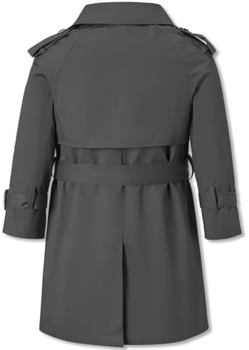 Image of Betusline Boys Waterproof Trench Coat Double Breasted Classic Belted Outwear Jacket Dress Coats