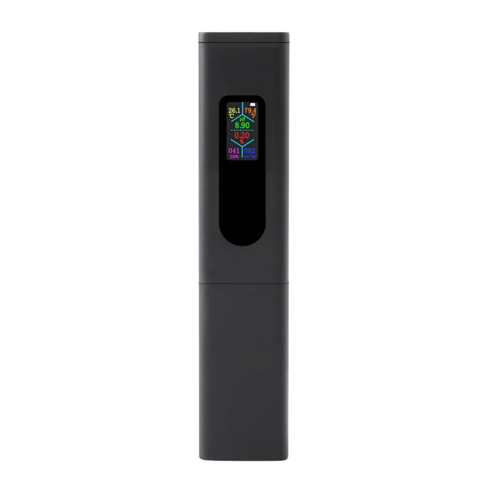 Littimoon Rechargeable 5 in 1 Salinity Meter PH Water Quality Tester Digital EC TDS Temp Monitor for Aquarium, Hydroponics, Pool