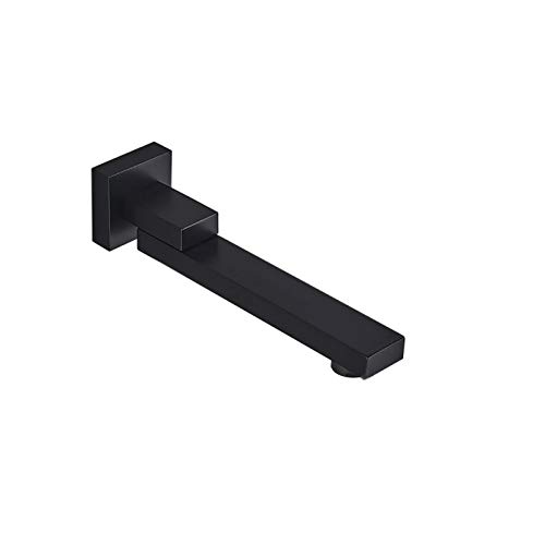 Caño de Bañera Montaje Mural Latón Caño para Grifo de Bañera, Caño de Grifo Rotación de 180° Caño de Grifo de Ducha No Desviador, G1/2,Negro Cover