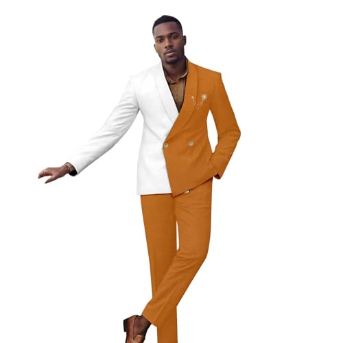 African Suit for Men Two Buttons Brooch Slim Fit Jacket and Trousers 2 Piece Set African Clothing