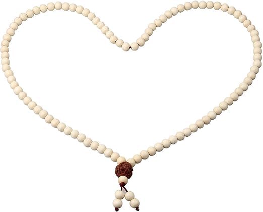 VELARDE Collar Japa Mala 108 Cuentas - Unisex - Mala Budista Con Cuentas De Madera y Rudraksha - Meditación - Yoga - Repetición De Mantras - Protección Y Armonía