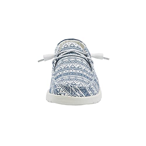 Image of Hey Dude Women's Wendy Blue Aztec Size 9 | Women's Shoes | Women's Lace Up Loafers | Comfortable & Light-Weight
