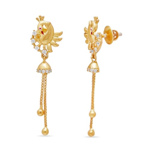 Image of ZAVYA 925 Sterling Silver Cubic Zirconia Circular Gold Plating Earrings | | Gift for Women and Girls | With Certificate of Authenticity and 925 Hallmark