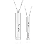 Gracayfr Be Kind Of A B Necklace Hidden Message Necklace Square Tube Vertical Bar Remember Who You Are Sister Best Friend Friendship Inspirational Necklace Jewelry Gifts Silver