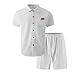 2 Piece Set For Men Short Sleeve Waffle Loose Fit Shirt And Shorts Stretchy Summer Beach Vacation Fashion Matching Sets