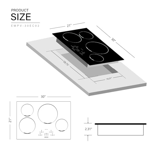 Image of Empava 30 inch Electric Induction Cooktop Built-in Modular Stovetop with 4 Elements 9 Power Level Boost Burners in Black Vitro Ceramic Glass