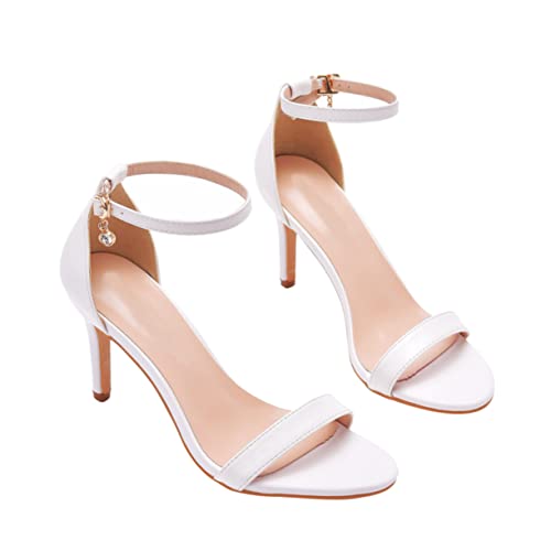 Chaussures pour femmes avec sandales compensées et sandales confortables blanche PU