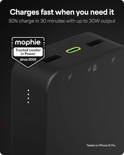 Image of mophie Powerstation XL Power Bank 2023-20,000 mAh Large Internal Battery, (2) USB-A Ports and (1) 20W USB-C PD Fast Charging Input /Output Port, Travel-Friendly