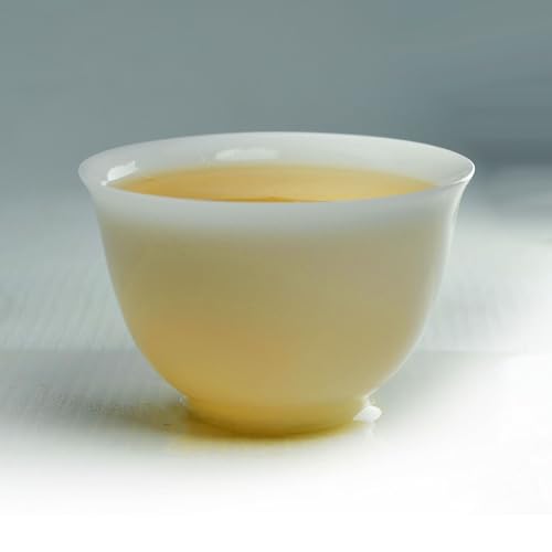 Image of Liang baobao Ice Jade White Porcelain Cups,2 oz Teacup Set of 4 Suet-fat Jade Porcelain Chinese Tea Cup Set for Gongfu Tea (small cups)