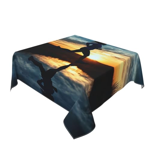 Nappe bleue de cuisine carrée 152x152 cm imperméable et lavable pour table de repas