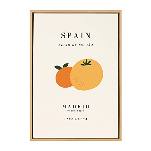 Kate And Laurel X Chay O. Collaboration Travel Poster Spain Framed Canvas Wall Art, 23X33 Natural, Tropical Fruit Art For Wall #TOP8