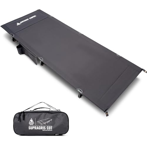 ONETIGRIS SUPRAGRIS Camping Cot, Support Up to 400lbs, Lightweight Comfortable Folding Bed for Camping, Hiking, Backpacking, Travel, Car Trips, Office Nap (Gray)