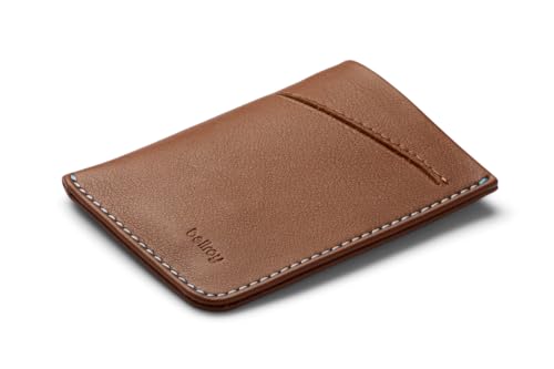Bellroy Card Sleeve (Premium Leather Card Holder or Minimalist Wallet, Holds 2-8 Cards or Business Cards, Folded Note Storage) - Hazelnut