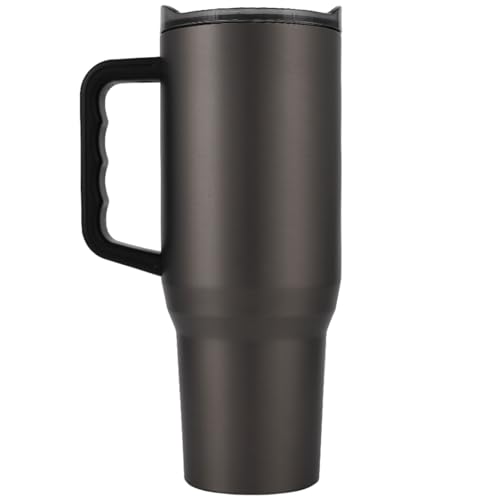 Yukon Outfitters Fit Forty 40oz Double Wall Vacuum Insulated Stainless Steel Tumbler with Reusable Straw & Ergonomic Handle | For Hot or Cold Beverage, Titanium