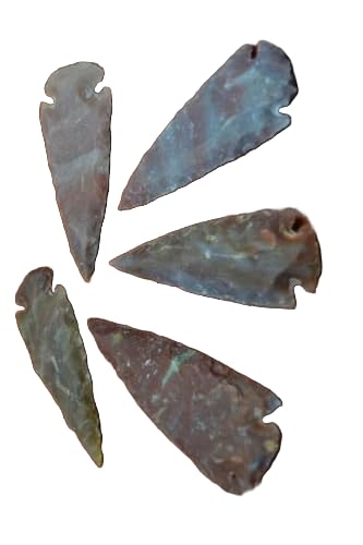 5 PCS ASSORT Agate Stone SPEARHEAD Arrowhead Point Medieval 3