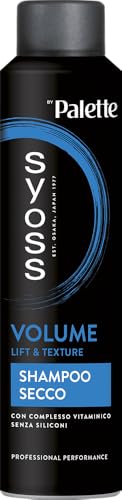 Syoss Palette Shampoo Secco Volume Lift & Texture 200 ml, Shampoo a secco con complesso vitaminico che dona volume in un istante, Dry shampoo volumizzante capelli senza siliconi e con formula vegana