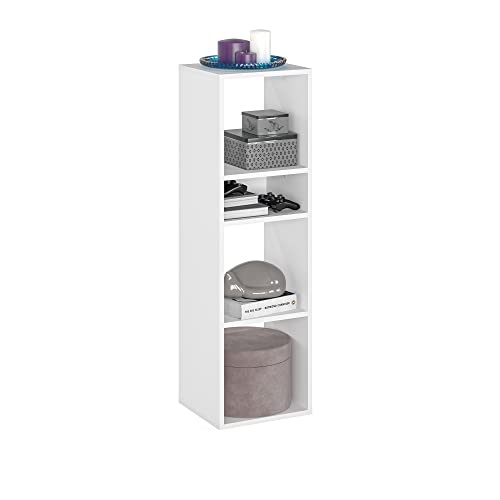 KOMTO RIM2 - Estantería pequeña de pie, estantería de oficina, 33,8 x 30,7 x 80,4 cm, estantería para habitación infantil, estantería de salón (blanco, RIM3)