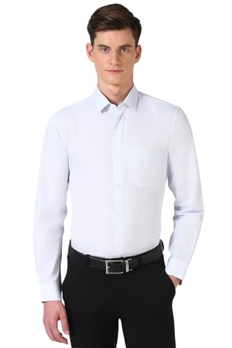 Image of Peter England Men's Classic Textured Slim Fit Full Sleeve Shirt | Wonder Fabric | Cotton Rich | Premium Dobby