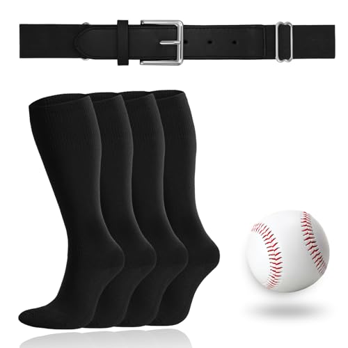 JASGOOD Baseball Socks,Belt and Baseball Combo Set for Toddler/Youth,Softball Set 2 Socks 1 Belt and Baseball for Boys Girls