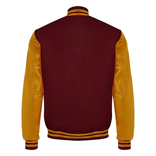 Image of Red And Black Letterman Jacket Men - Mens Black Varsity Letterman High School Baseball Bomber Jacket