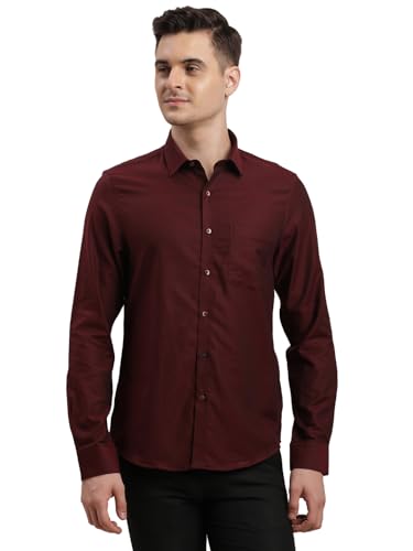 Chemise bordeaux homme Turtle en pur coton dobby avec coupe ajustée