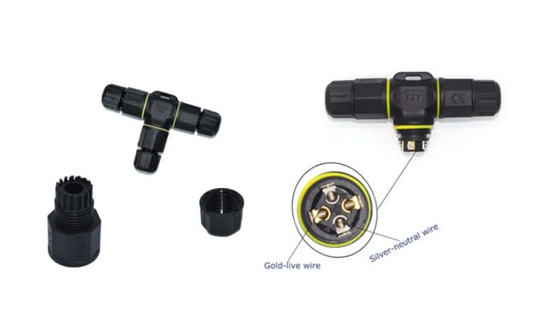 Wiring Connecting Terminals - M20 4 Way(4-4-4) IP68 Waterproof Connector,Used for led Lights - (Connector Type: T-Branch Connector, Pins: 4P)