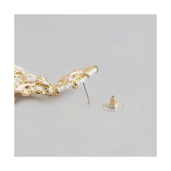 Gehena by Estele Gold Plated Gorgeous Drop Earrings with Kundan Beads for Girls/Women - Image 8